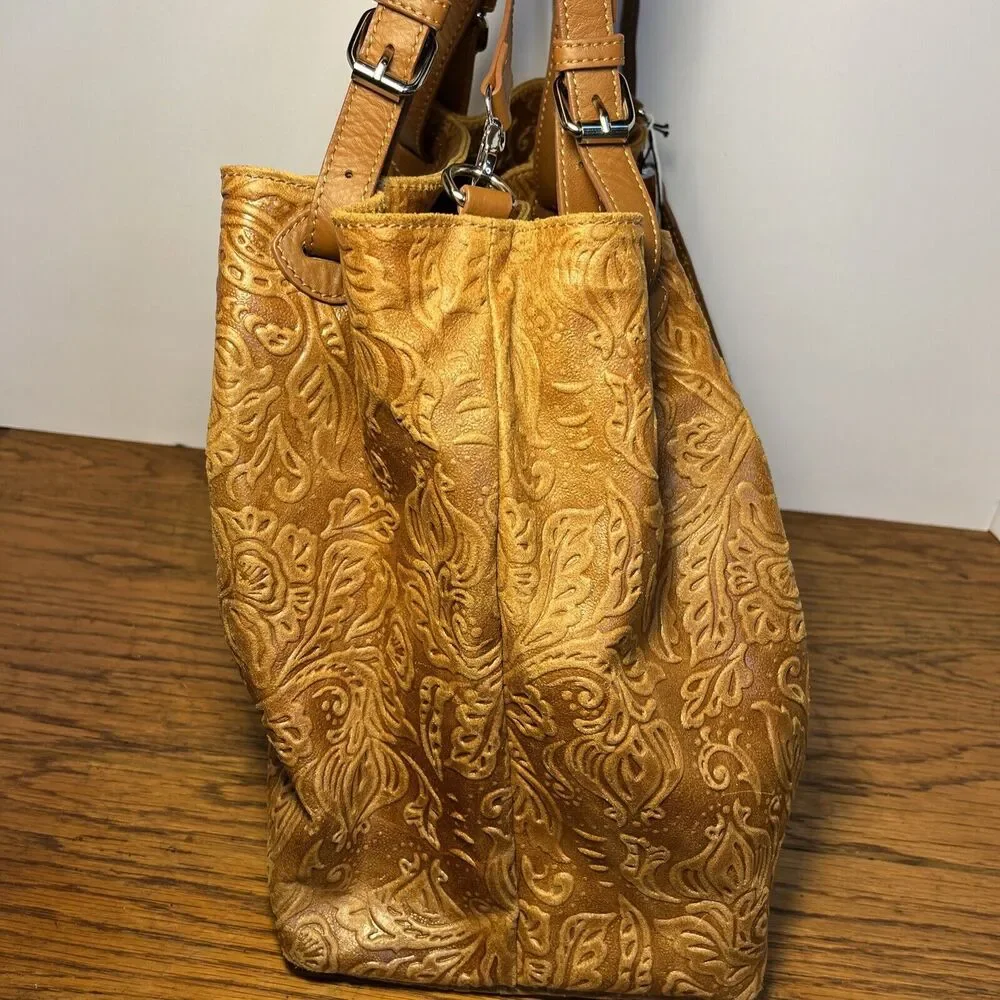 ISADORA‎ ITALY Cuoio Tooled Genuine Leather Large Tote Bag New with Tags